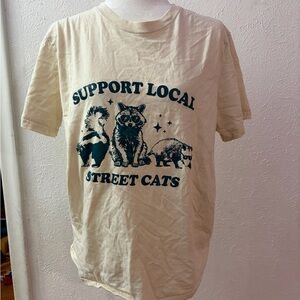Support Local Street Cats Tee in Cream with Black Graphic